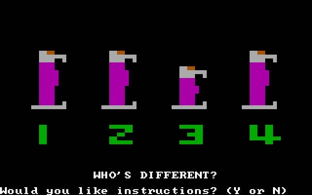 Moptown Parade IBM PC/Compatibles Screenshot: Ready to find out who's different?