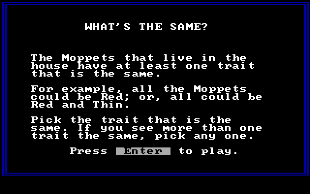 Moptown Parade IBM PC/Compatibles Screenshot: What's the same instructions.