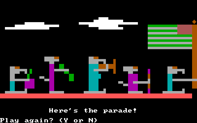 Moptown Parade IBM PC/Compatibles Screenshot: We have a parade now!