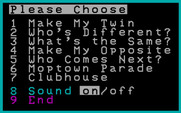 Moptown Parade for IBM PC/Compatibles - Main menu.