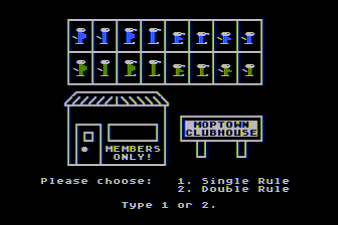 Moptown Parade Atari 8-bit Screenshot: Choose a single or double rule.
