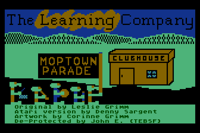 Moptown Parade Atari 8-bit Screenshot: Title screen.