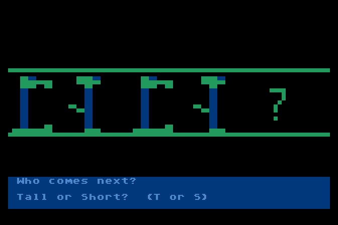 Moptown Parade Atari 8-bit Screenshot: Do you see a pattern here?