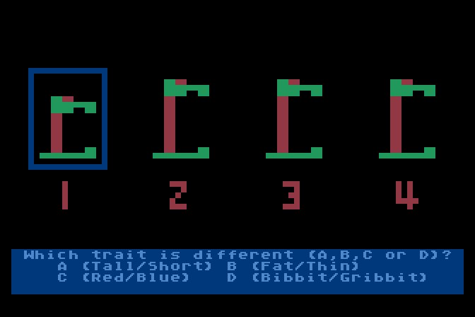 Moptown Parade Atari 8-bit Screenshot: This character is different, can you tell why?