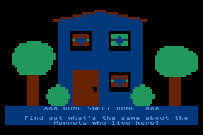 Moptown Parade Atari 8-bit Screenshot: Home sweet home! Beginning the next game.
