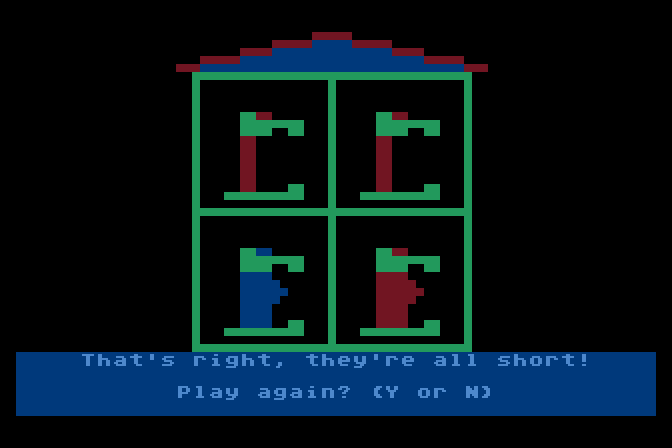 Moptown Parade Atari 8-bit Screenshot: A correct answer!
