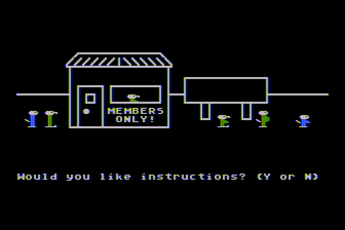 Moptown Parade Atari 8-bit Screenshot: Welcome to the clubhouse!