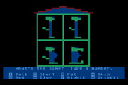 Moptown Parade for Atari 8-bit - Type a number to choose what's the same.