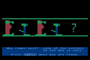Moptown Parade for Atari 8-bit - Who Comes Next? title screen.