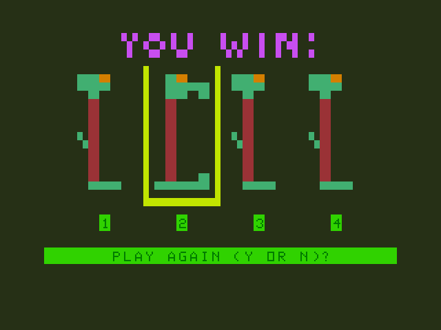 Moptown Parade TRS-80 Color Computer Screenshot: I won!