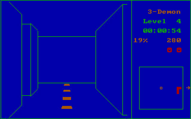 3-Demon IBM PC/Compatibles Screenshot: Some more dots to collect; but then, which way to go?