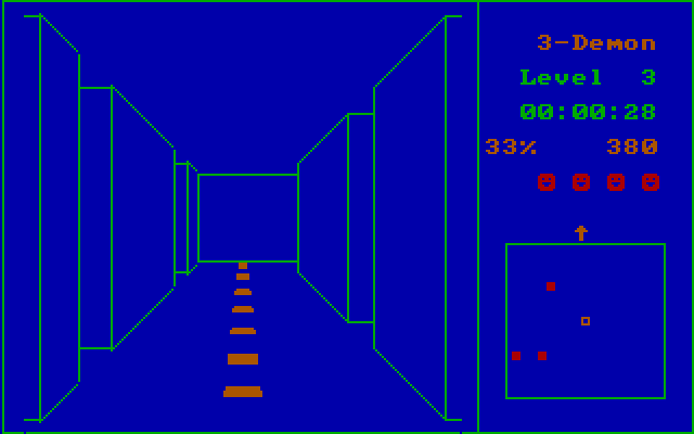 3-Demon IBM PC/Compatibles Screenshot: Ah, more dots to eat...