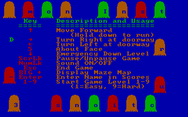 3-Demon IBM PC/Compatibles Screenshot: Instructions on how to play the game