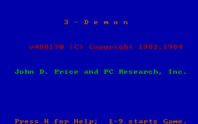 3-Demon IBM PC/Compatibles Screenshot: Title screen