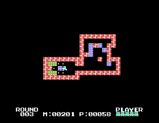 Soko-Ban Sega SG-1000 Screenshot: Those last few pieces are difficult to get into place!