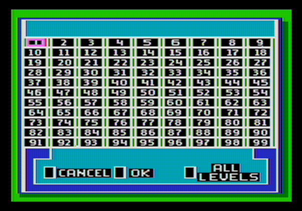 Soko-Ban Apple II Screenshot: With multiple players you can choose which levels you want to try.