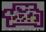 Soko-Ban for Apple II - Push boxes around carefully; one wrong move and you can become stuck!