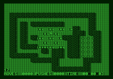 Soko-Ban for Apple II - Move the boxes onto the diamond spaces...if you can!