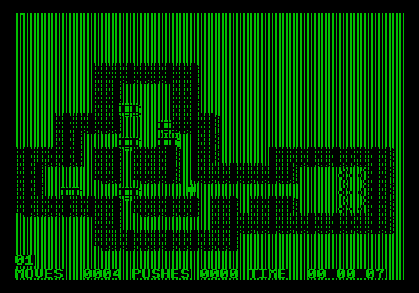 Soko-Ban Apple II Screenshot: The first level.