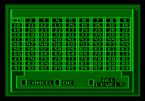 Soko-Ban Apple II Screenshot: With multiple players you can select one or more levels to attempt.