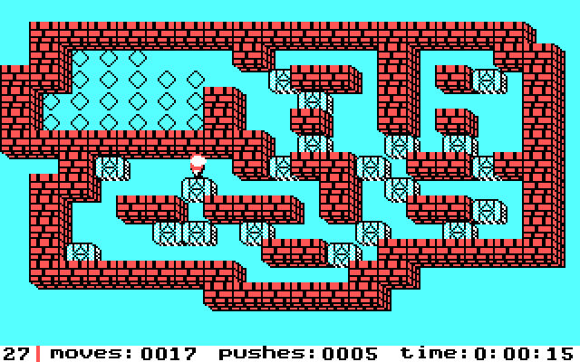 Soko-Ban IBM PC/Compatibles Screenshot: Hmm...what's my next move?