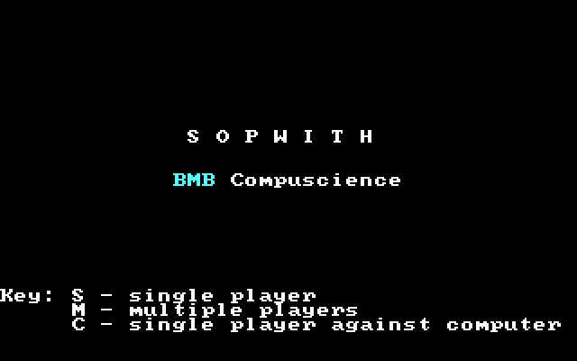 Sopwith IBM PC/Compatibles Screenshot: Title screen.