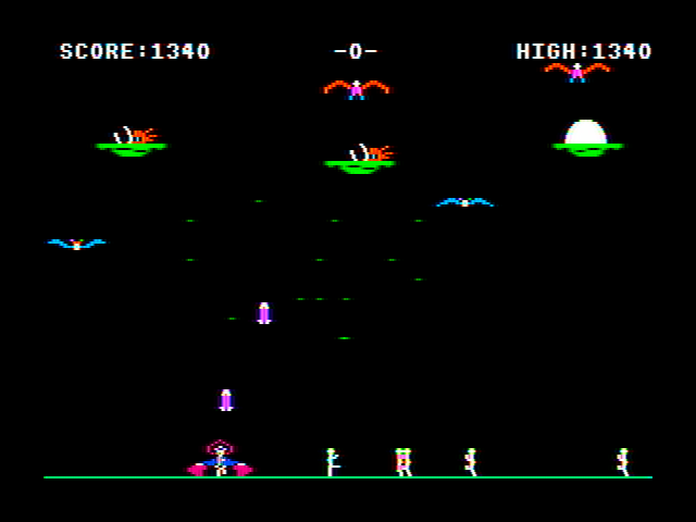 Buzzard Bait IBM PC/Compatibles Screenshot: Firing on opponents...