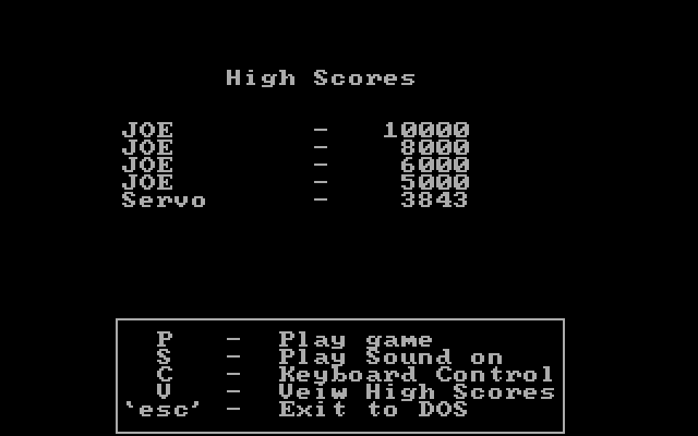 Janitor Joe IBM PC/Compatibles Screenshot: High scores.