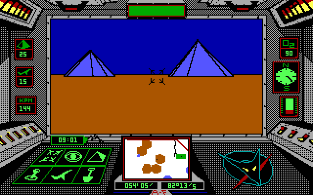 Arcticfox IBM PC/Compatibles Screenshot: Heading towards some mountains