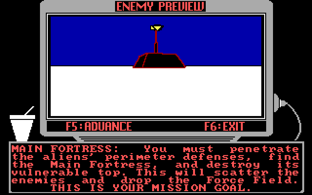 Arcticfox IBM PC/Compatibles Screenshot: The main fortress; this is your mission goal