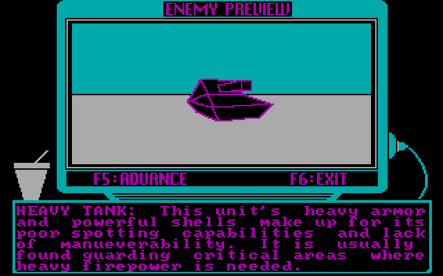 Arcticfox IBM PC/Compatibles Screenshot: Enemy preview - a heavy tank