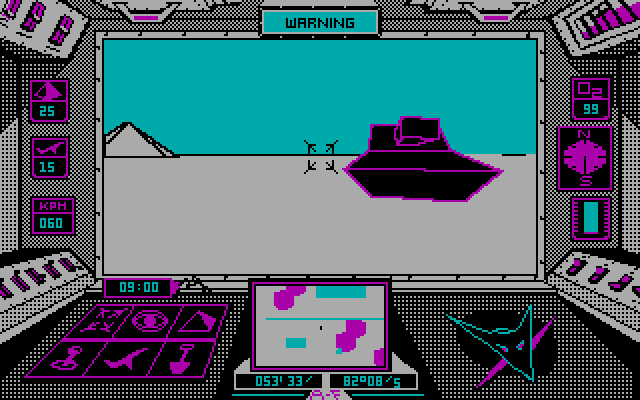 Arcticfox IBM PC/Compatibles Screenshot: Starting the game; a heavy tank prepares to attack