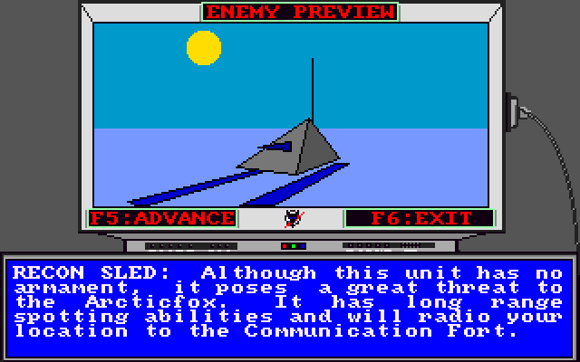 Arcticfox Amiga Screenshot: Enemy preview continued...