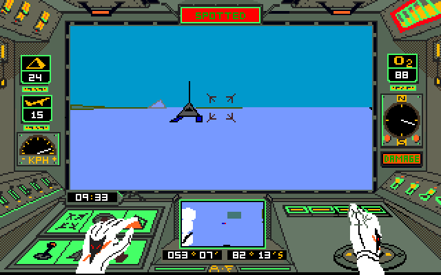 Arcticfox Amiga Screenshot: Here comes a sandsled...