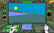 Arcticfox for Amiga - Making my way over some mountains.