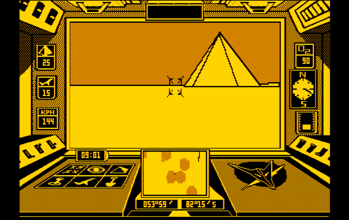 Arcticfox IBM PC/Compatibles Screenshot: Heading towards some mountains