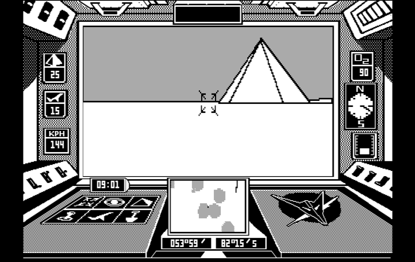 Arcticfox IBM PC/Compatibles Screenshot: Heading towards some mountains