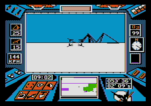 Arcticfox Apple II Screenshot: Searching the area...
