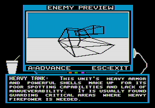 Arcticfox Apple II Screenshot: Enemy preview.