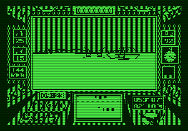 Arcticfox Apple II Screenshot: Chasing an enemy tank...