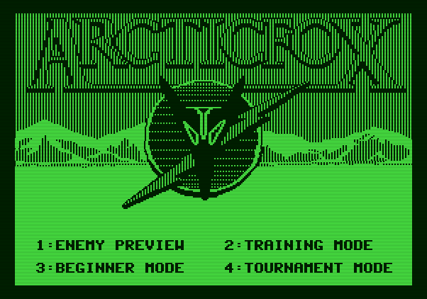 Arcticfox Apple II Screenshot: Title screen and main menu.