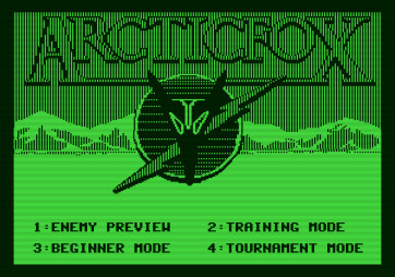 Arcticfox for Apple II - Title screen and main menu.