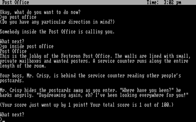 Wishbringer IBM PC/Compatibles Screenshot: In a post office...