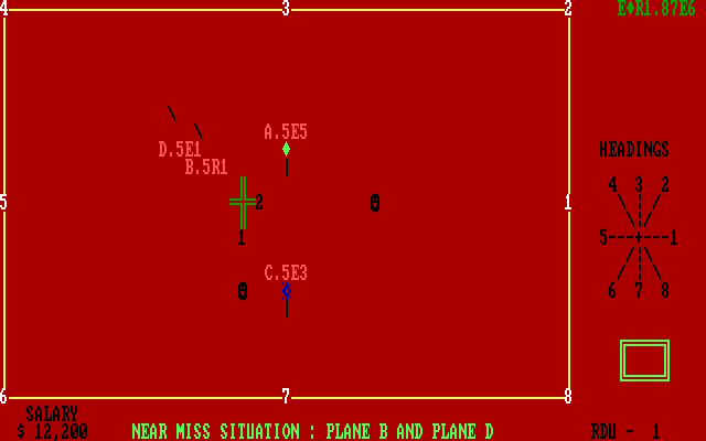 Air Trax IBM PC/Compatibles Screenshot: Better act fast, we have a near miss situation.