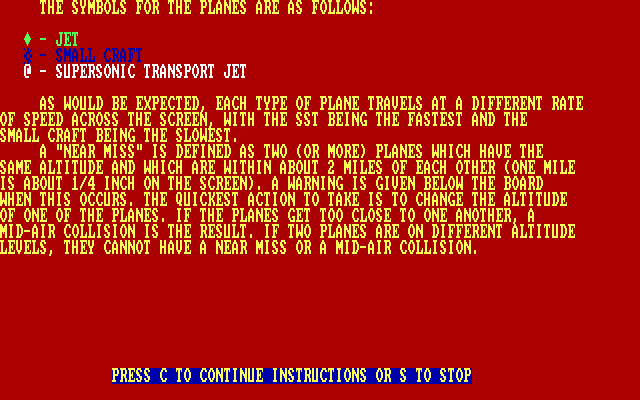 Air Trax IBM PC/Compatibles Screenshot: Here are the different types of planes.