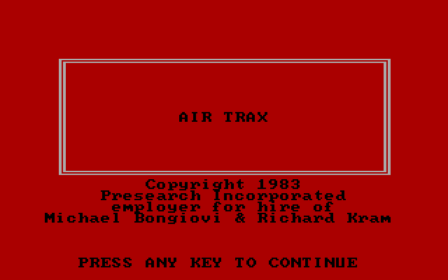 Air Trax IBM PC/Compatibles Screenshot: Title screen.