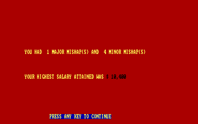 Air Trax IBM PC/Compatibles Screenshot: Game over, we had a crash.