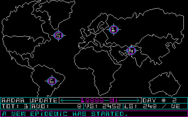 Epidemic! IBM PC/Compatibles Screenshot: Oh no, a new epidemic has started!