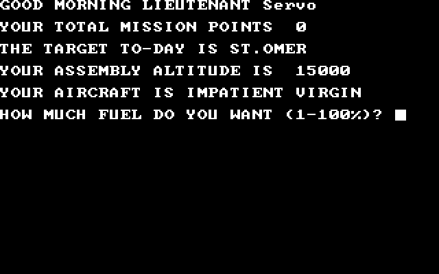 50 Mission Crush IBM PC/Compatibles Screenshot: How much fuel do you want?