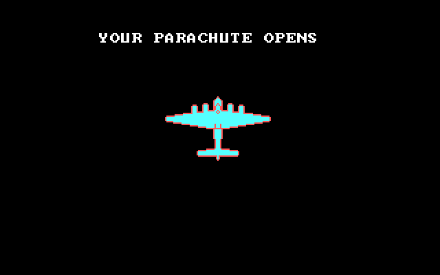 50 Mission Crush IBM PC/Compatibles Screenshot: My parachute opens...